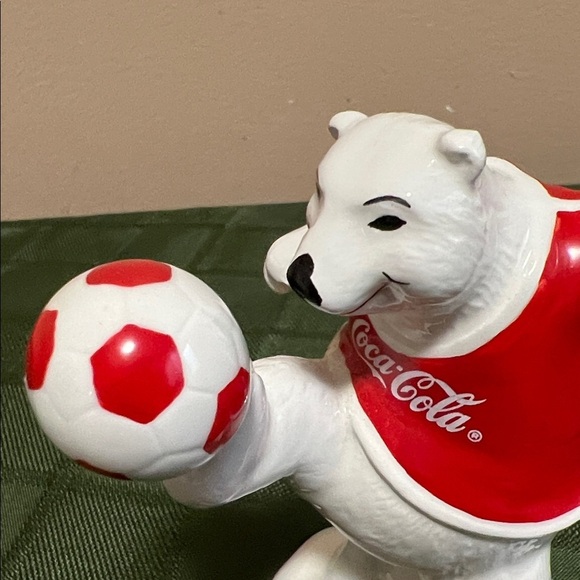 1995 Coca-Cola Polar Bear with Red Soccer Jersey 4.5 inches - Picture 2 of 8